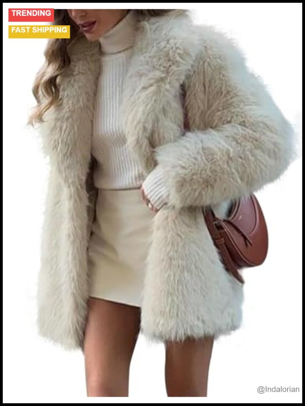Faux Fur Coat Fluffy Fuzzy Jacket Winter Warm Long Sleeve